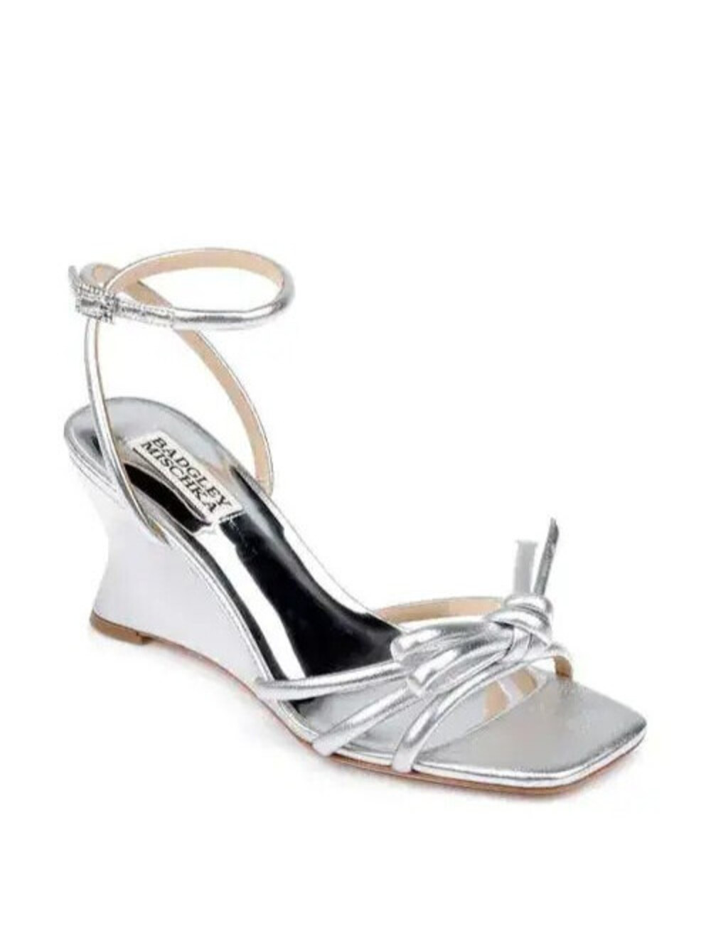 245$ Badgley Mischka Luciana Formal Sandals Leather Women's Size 8 US Silver